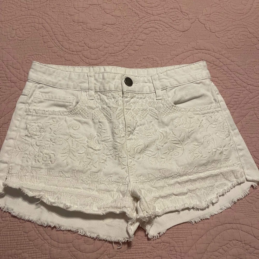 White high-waisted shorts